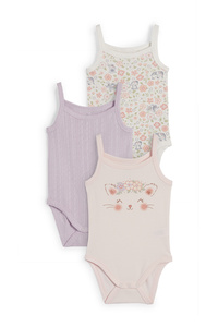 C&A Multipack 3er-Kätzchen und Elefant-Baby-Body, Weiß, Größe: 56