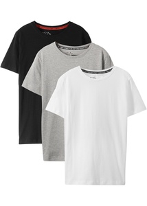 Jungen Basic T-Shirt aus  Bio-Baumwolle (3er Pack), 176/182, Schwarz