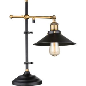 GLOBO Retrofit Tischlampe Lenius 1-flg Schwarz,Messingfarbig 22x35cm H.45,5cm Metall,höhenverstellbar,Schnurschalter,Innen