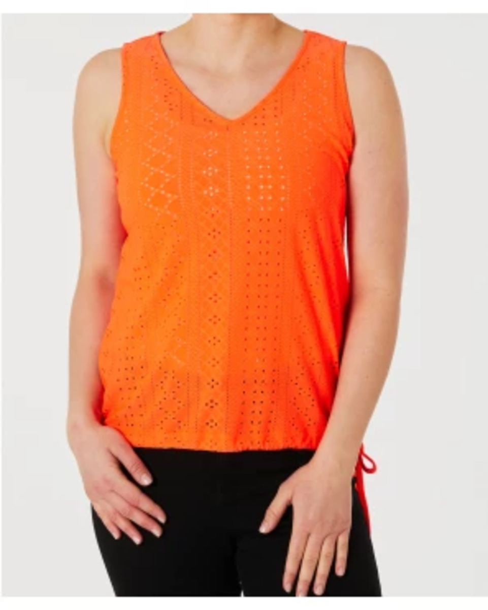 Bild 1 von Tanktop mit Lochmuster, Janina, Tunnelzug am Saum, neon orange