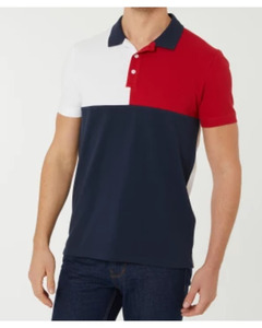 Poloshirt Colour-Blocking, X-Mail, Knopfleiste, rot gemustert