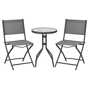 Outsunny Bistroset grau Stahl B/H/L: ca. 50x72x50 cm