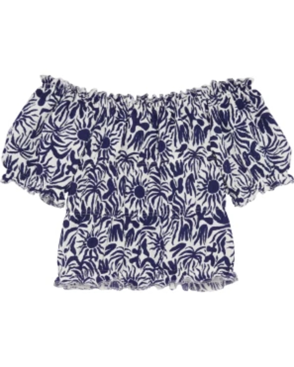 Bild 1 von Bluse Sonne, Y.F.K., elastischer Taillenbund, dunkelblau gemustert