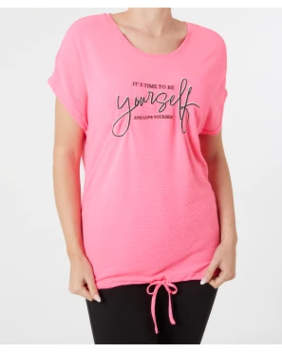 Bild 1 von T-Shirt Neonfarbe, Janina, Tunnelzug am Saum, neon pink