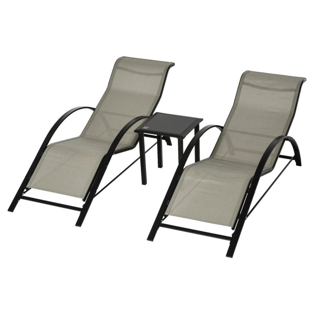 Bild 1 von Outsunny Gartenliege schwarz Edelstahl B/H/L: ca. 169x59x66 cm