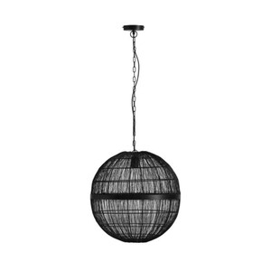 GLOBO Retrofit Pendelleuchte Hermi II 1-flg Schwarz 50x50cm H.120cm Metall,Geflecht,Matt,höheneinstellbar,Innen