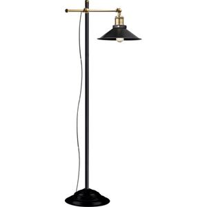 GLOBO Retrofit Stehlampe Lenius 1-flg Schwarz,Messingfarbig 50x30cm H.155cm Metall,höhenverstellbar,Ein-/Ausschalter inklusive,Innen