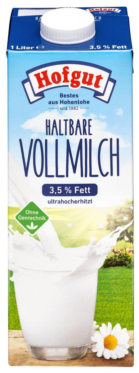 Bild 1 von HOFGUT H-Vollmilch, 3,5 % Fett, 1-l-Packg.