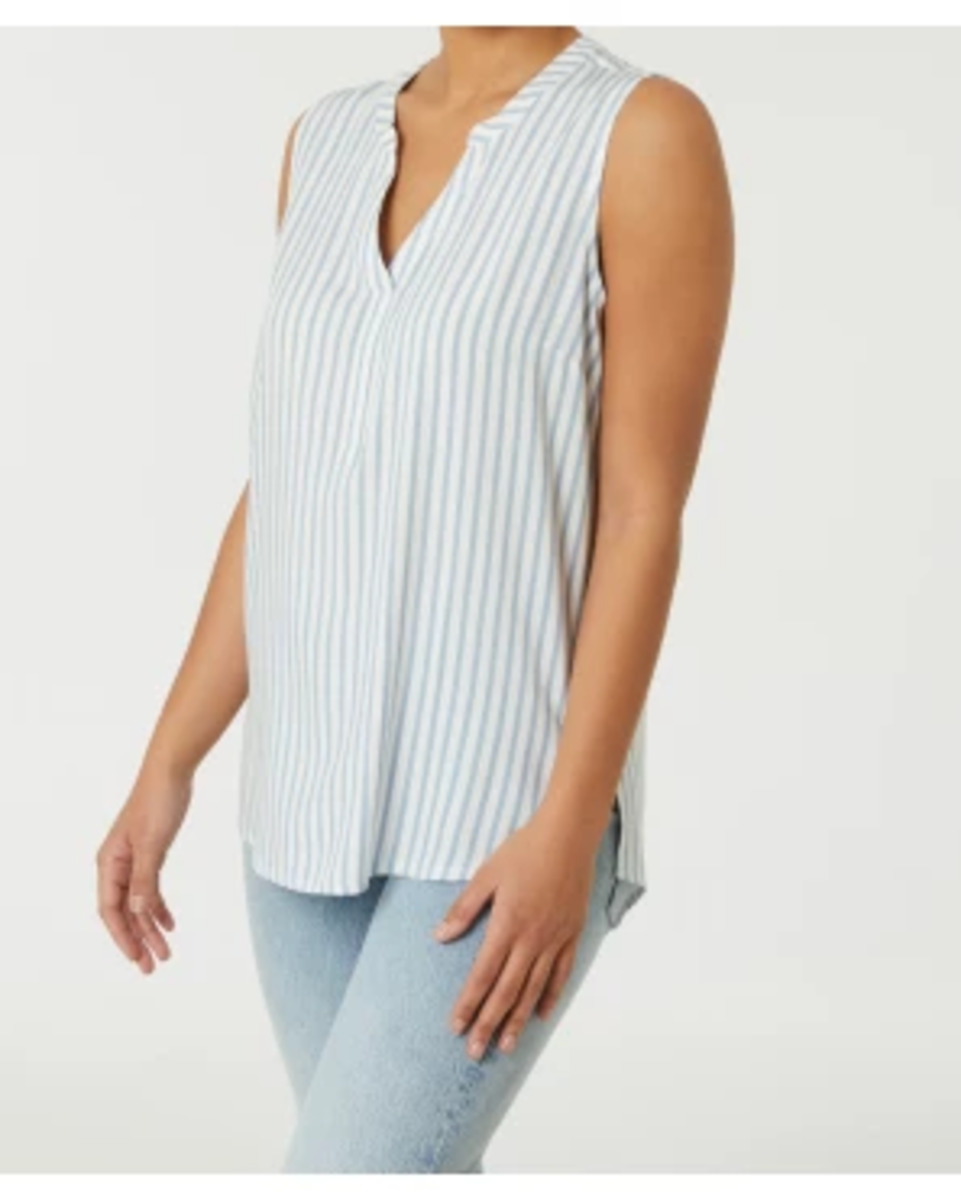 Bild 1 von Viskose-Blusentop, Janina, Y-Ausschnitt, weiß/blau