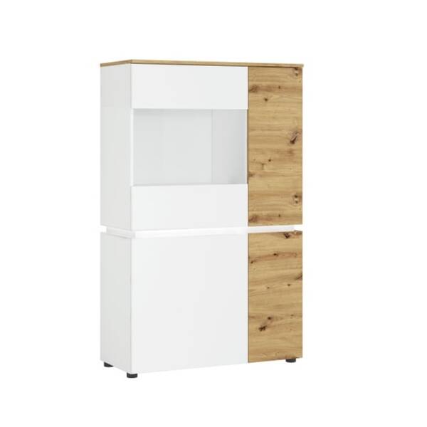 Bild 1 von Vitrine LUCI, Eiche Artisan / Alpinweiß, B/H/T ca. 90,4/146/40 cm