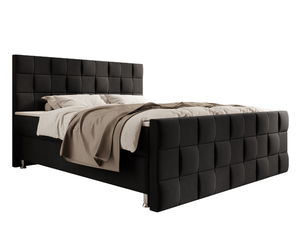 Boxspringbett Tarifa 180x200cm Velour Schwarz / SL 3 / Deren 22