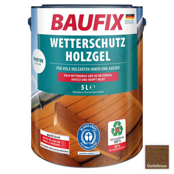 Bild 1 von Baufix Wetterschutz-Holzgel 5 Liter - Dunkelbraun