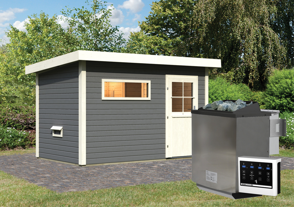 Bild 1 von Saunahaus Seve SET terragrau 9kW Bioofen