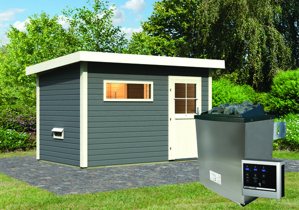 Bild 3 von Saunahaus Seve SET terragrau 9kW Ofen