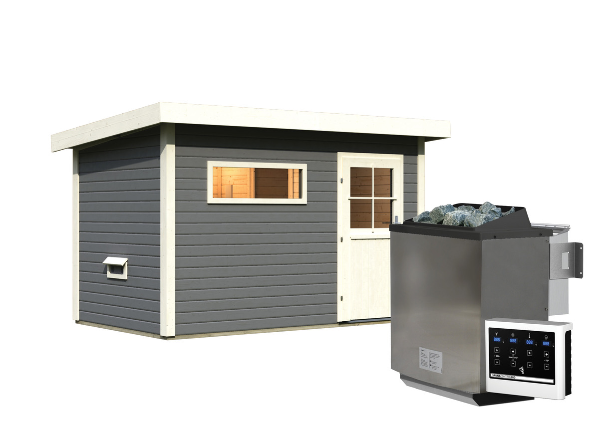 Bild 3 von Saunahaus Seve SET terragrau 9kW Bioofen