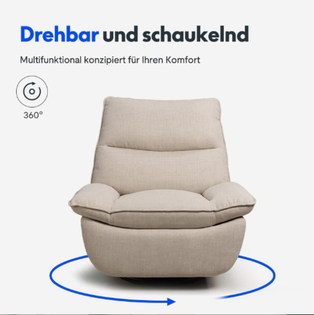 Bild 2 von FlexiSpot Drehbarer Schaukelsessel mit Handgriff Lotus  Farbe:Cremebeige