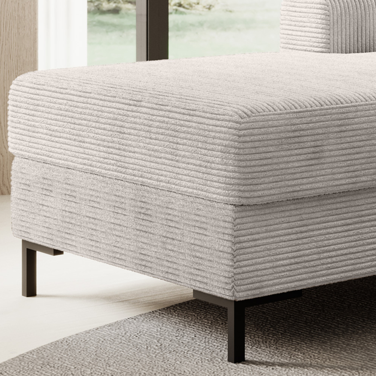 Bild 4 von Ecksofa SAIGON Cord Lichtgrau mit Bettfunktion und Bettkasten Bett Sofa Schlafsofa Ottomane links