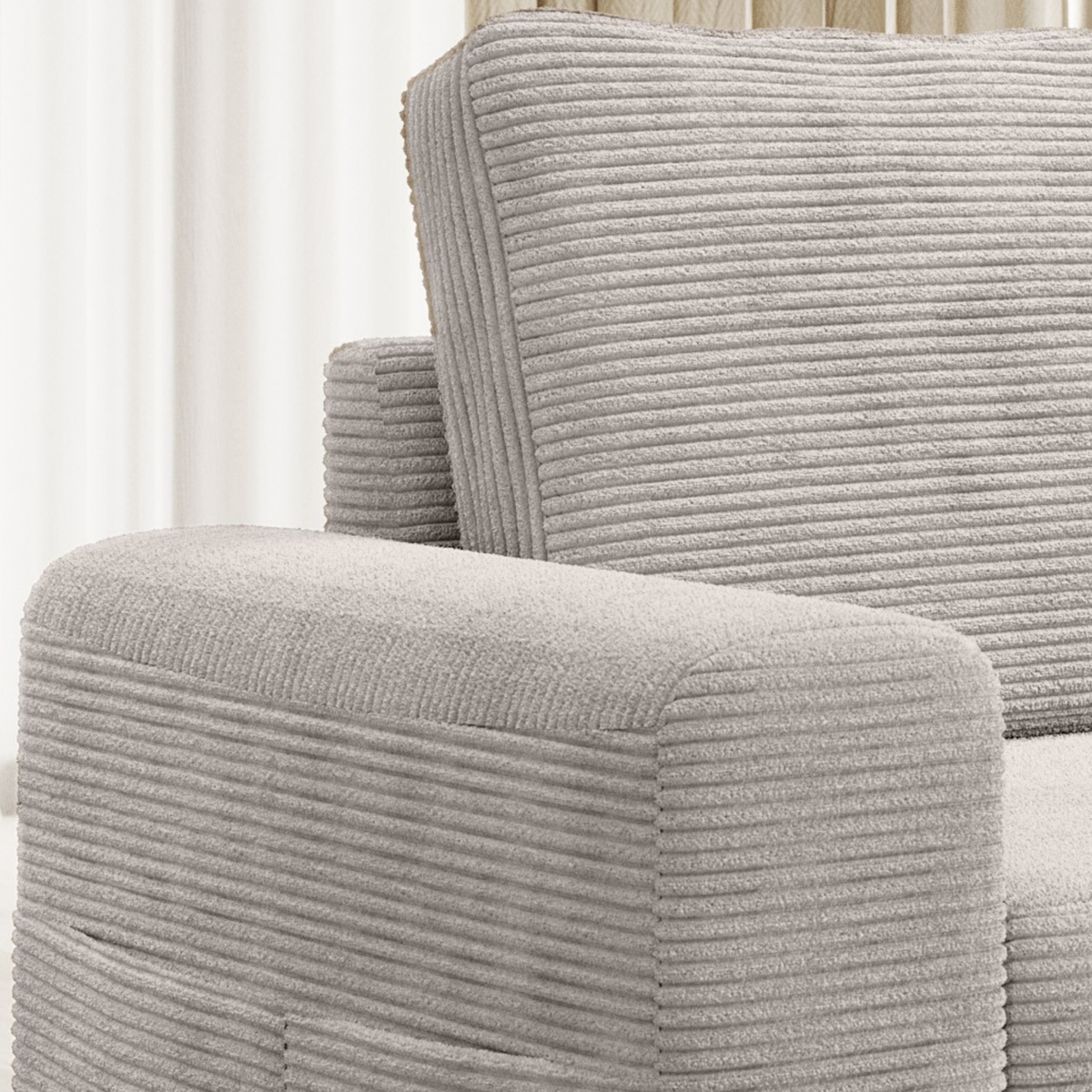 Bild 3 von Ecksofa SAIGON Cord Lichtgrau mit Bettfunktion und Bettkasten Bett Sofa Schlafsofa Ottomane rechts