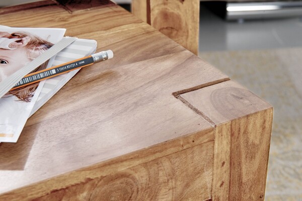 Bild 3 von 3-teiliger Satztisch Akazie Massivholz Beistelltisch