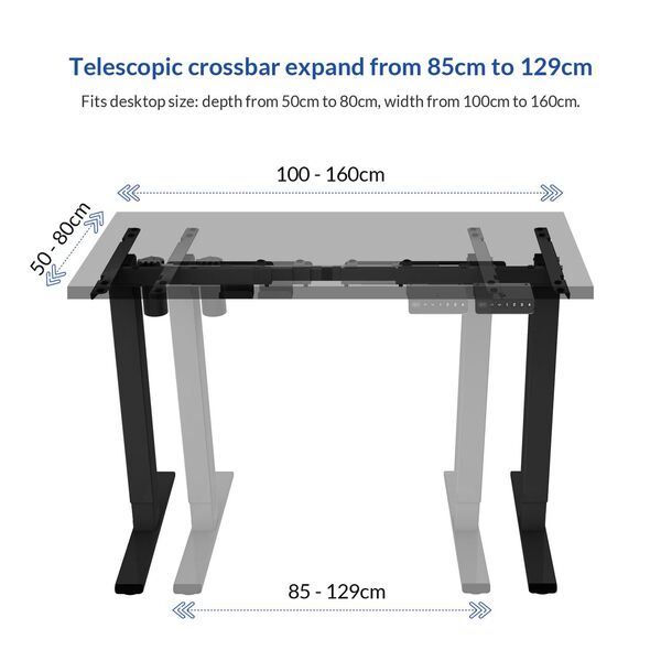 Bild 3 von FlexiSpot Elektrisch höhenverstellbares Schreibtischgestell Standard Farbe:Schwarz