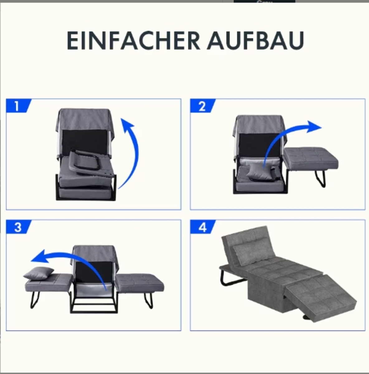 Bild 3 von Klappbares Schlafsofa mit verstellbarer Rückenlehne