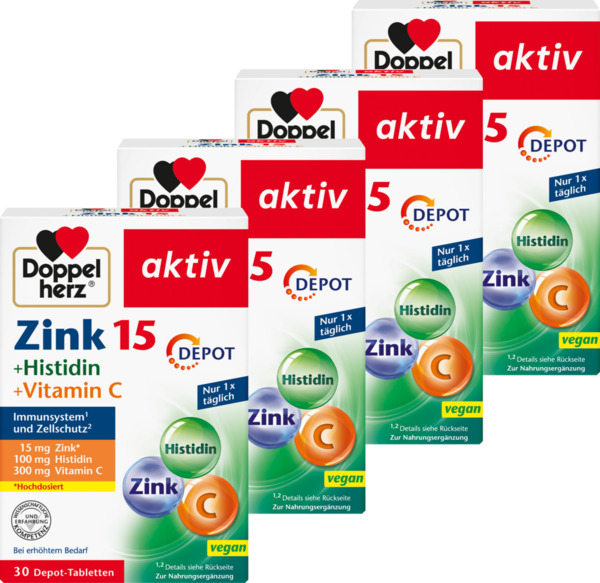 Bild 1 von Doppelherz Großpackung aktiv Zink + Histidin + Vitamin C Depot, 129,6 g