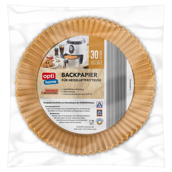 Bild 1 von OPTIHOME Backpapier für Heißluftfritteuse, 30er-/50er-Packung