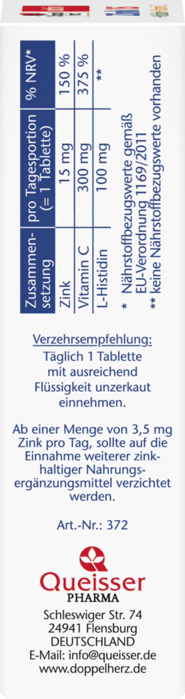 Bild 3 von Doppelherz Großpackung aktiv Zink + Histidin + Vitamin C Depot, 129,6 g