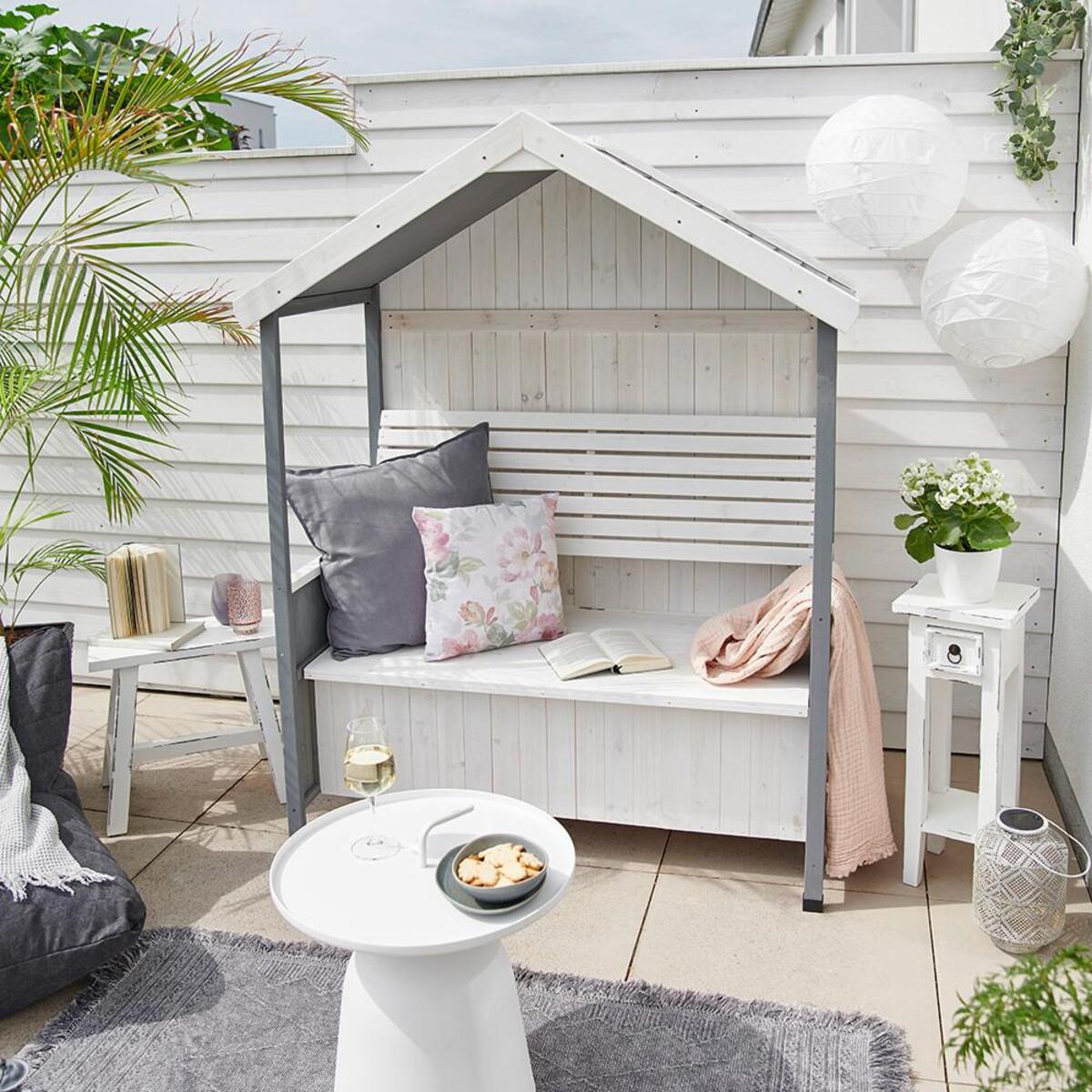 Bild 1 von Gartenhaus 'Giuliana', mit Stauraum, grau/weiß