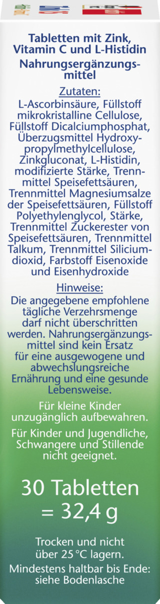 Bild 2 von Doppelherz Großpackung aktiv Zink + Histidin + Vitamin C Depot, 129,6 g