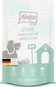 MjAMjAM Quetschie - gute Pute an gekochtem Reis mit gedämpfter Zucchini, 125 g