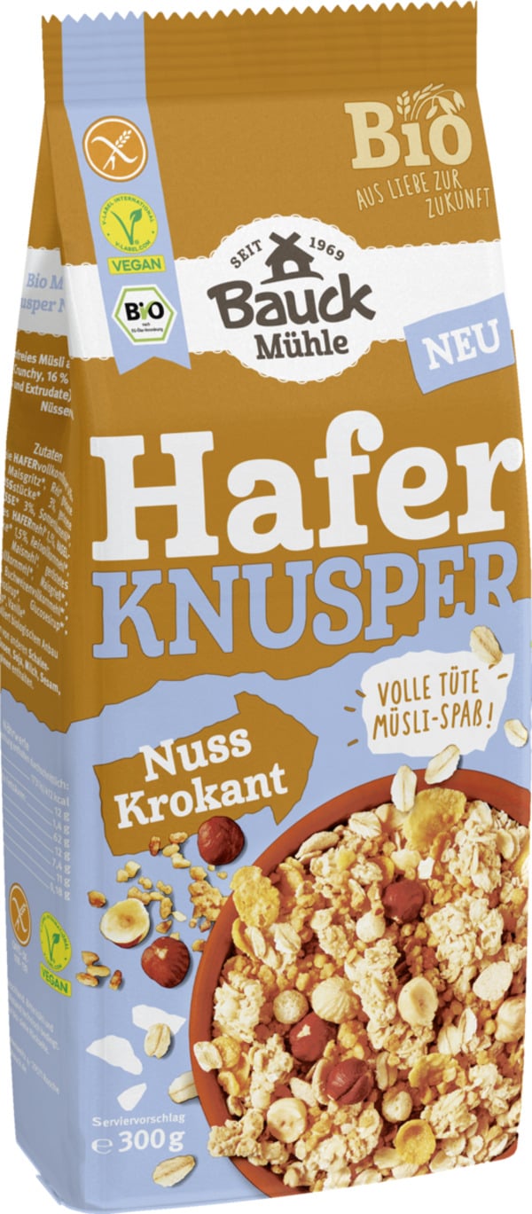 Bild 1 von Bauck Mühle Bio Hafer Knusper Müsli Nuss Krokant, 300 g