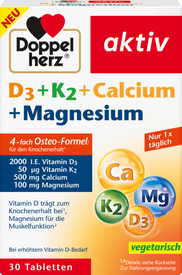 Bild 1 von Doppelherz aktiv D3 + K2 + Calcium + Magnesium