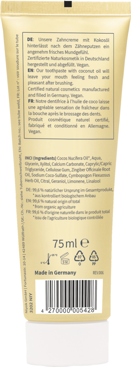 Bild 2 von Niyok Zahncreme Zitronengras & Ingwer, 75 ml