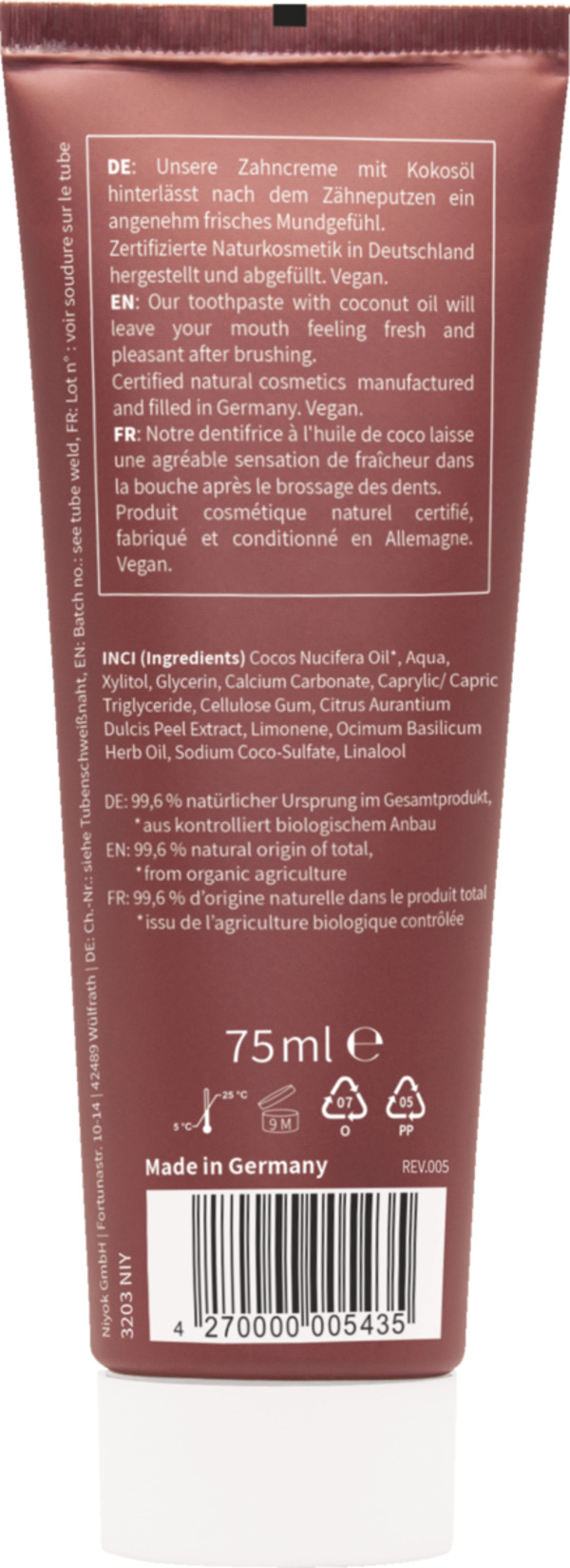 Bild 2 von Niyok Zahncreme Blutorange & Basilikum, 75 ml