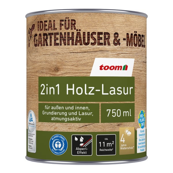 Bild 1 von toom 2in1 Holzlasur teakfarben 750 ml