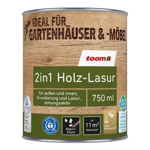 toom 2in1 Holzlasur 'Natur' beige 750 ml