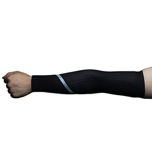 Sport Armstulpen Sportärmel Ärmel UV Schutz Rutschfest Arm Sleeves Wabenmuster Armlinge Kühlung Abdeckung mit Reflexstreifen für Outdoor Armschutz, Radfahren, Fußball usw (Schwarz (ein paar), L)