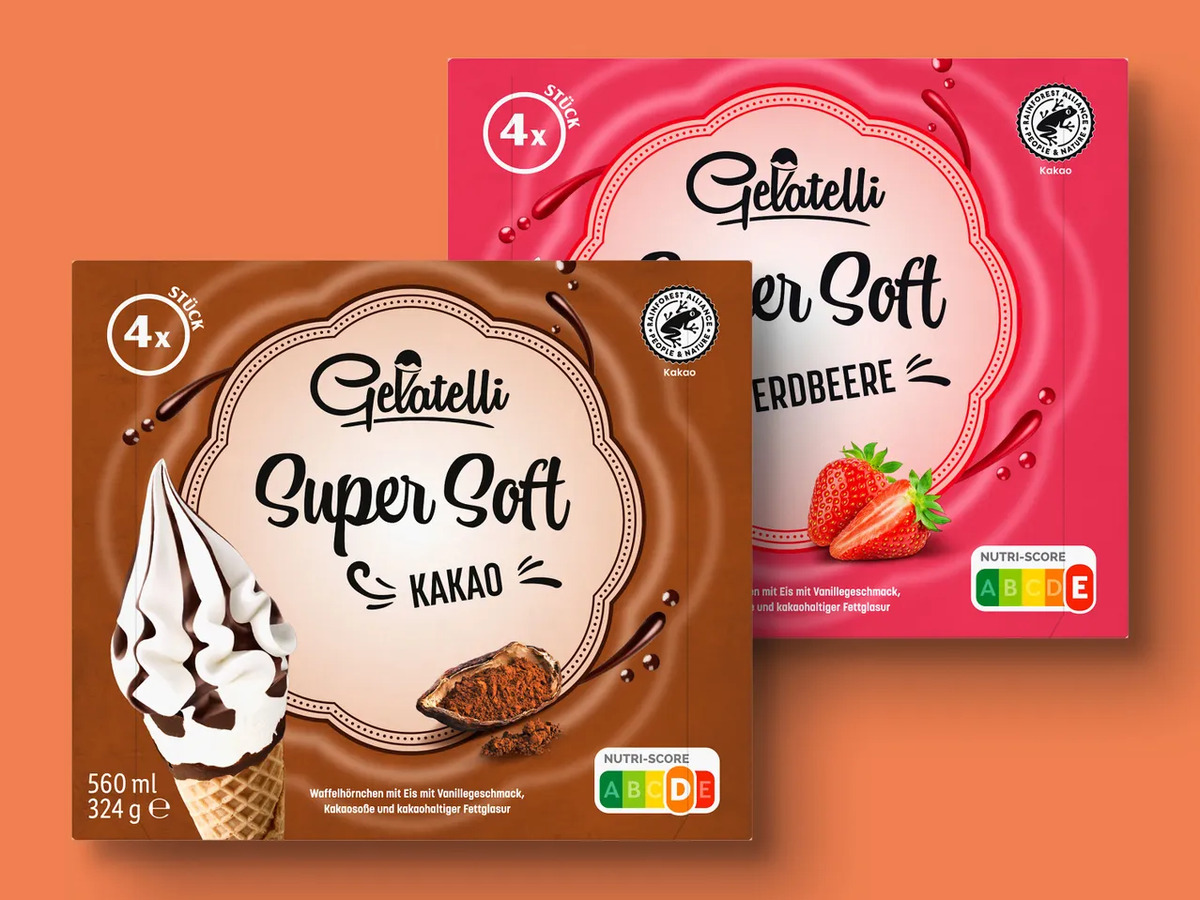 Bild 1 von Gelatelli Super Soft Waffelhörnchen, 
         4x 140 ml