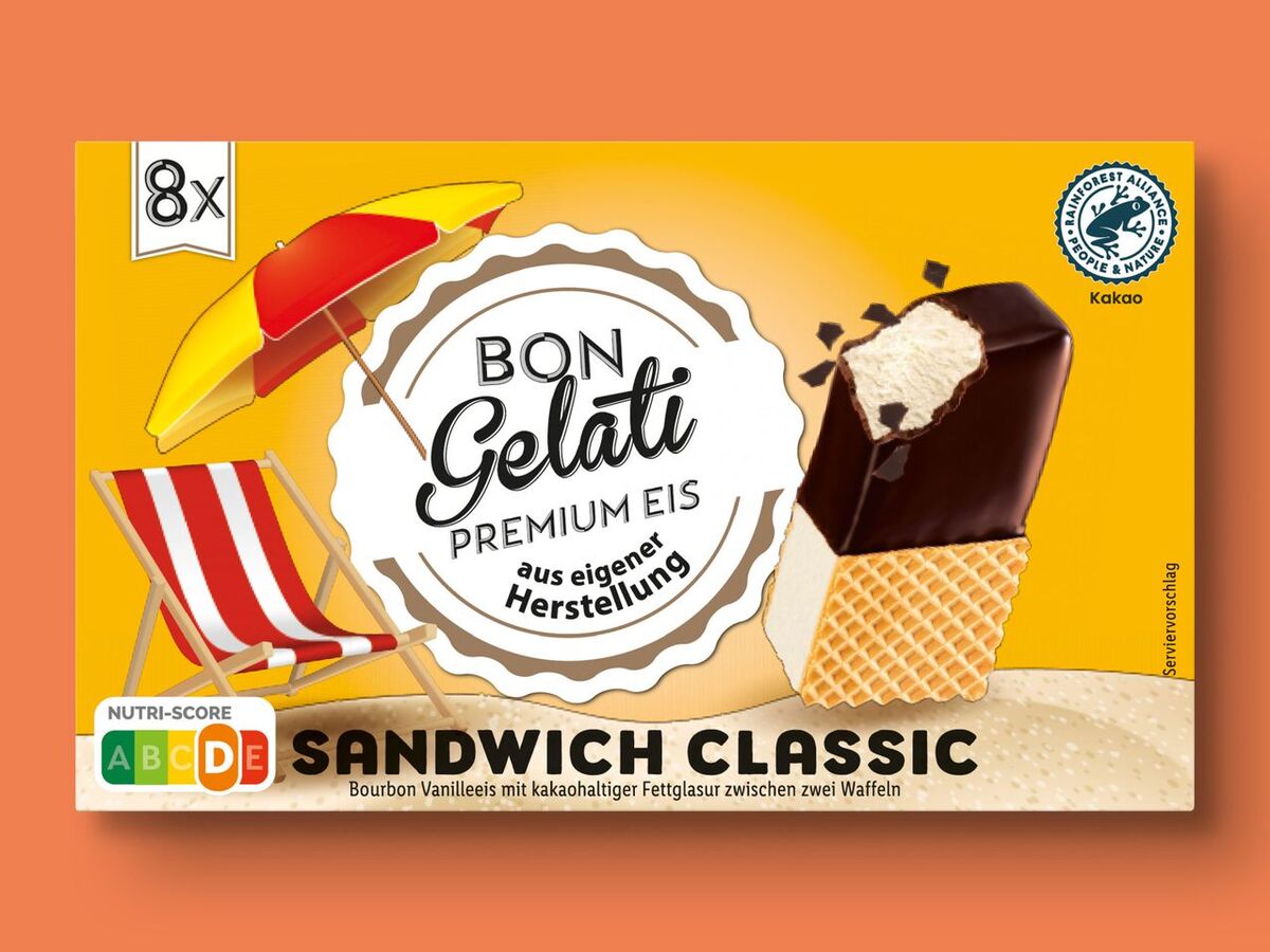 Bild 1 von Bon Gelati Sandwich-Eis, 
         8x 90 ml