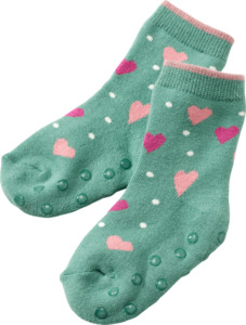 ALANA ABS Socken mit Herz-Muster, grün & rosa, Gr. 23/26