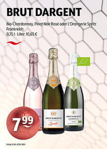 BRUT DARGENT Bio-Chardonnay, Pinot Noir Rosé oder L'Orangerie Spritz
Frankreich