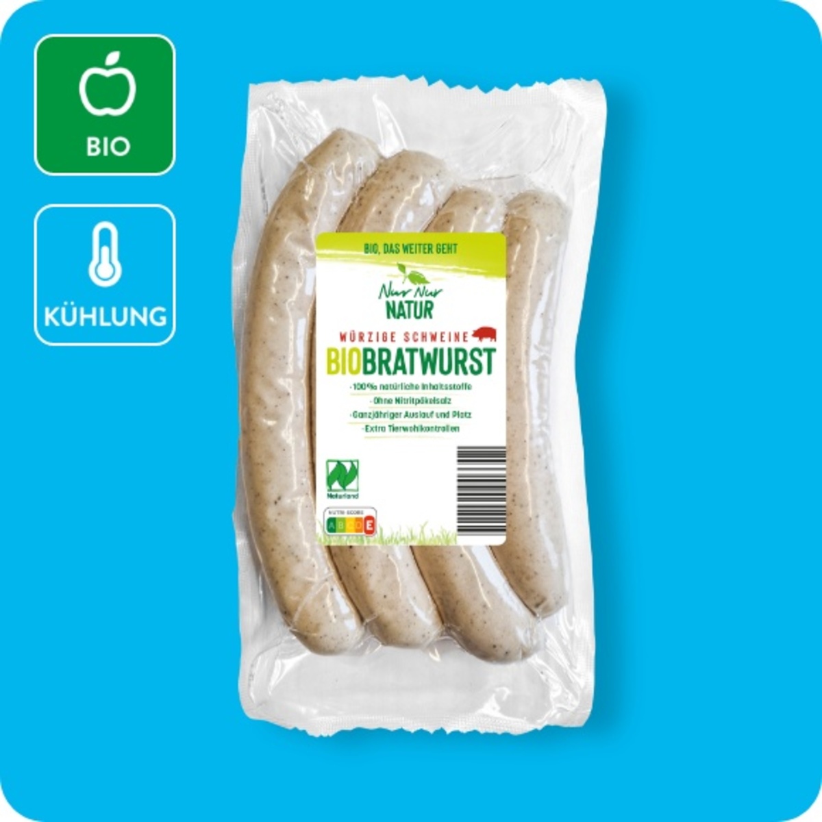 Bild 1 von NUR NUR NATUR Bio-Bratwurst

, Würzige Schweine-Bratwurst