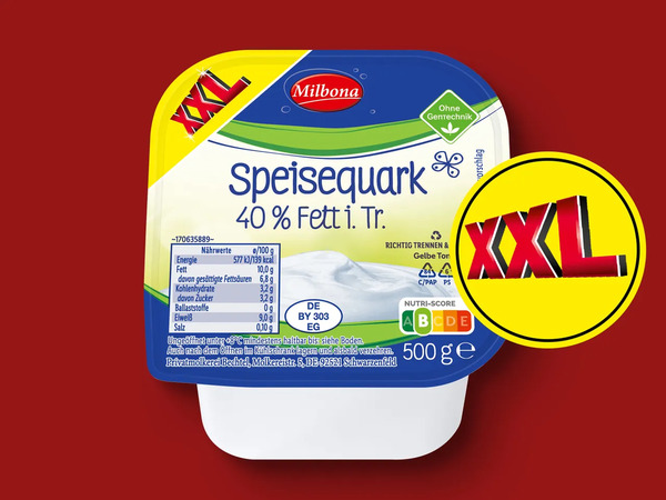 Bild 1 von Milbona Speisequark XXL, 
         500 g