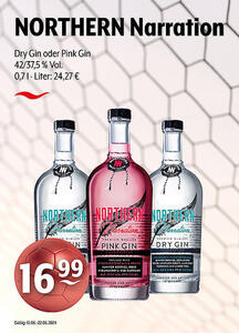 NORTHERN Narration Dry Gin oder Pink Gin
42/37,5 % Vol.