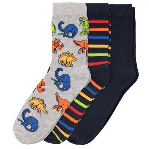 3 Paar Jungen Socken in bunten Dessins DUNKELBLAU