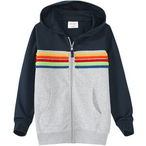 Jungen Sweatjacke mit bunten Streifen DUNKELBLAU / HELLGRAU