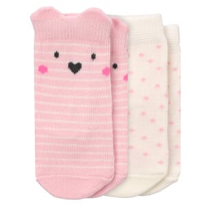 2 Paar Newborn Socken in verschieden Dessins ROSA / WEISS