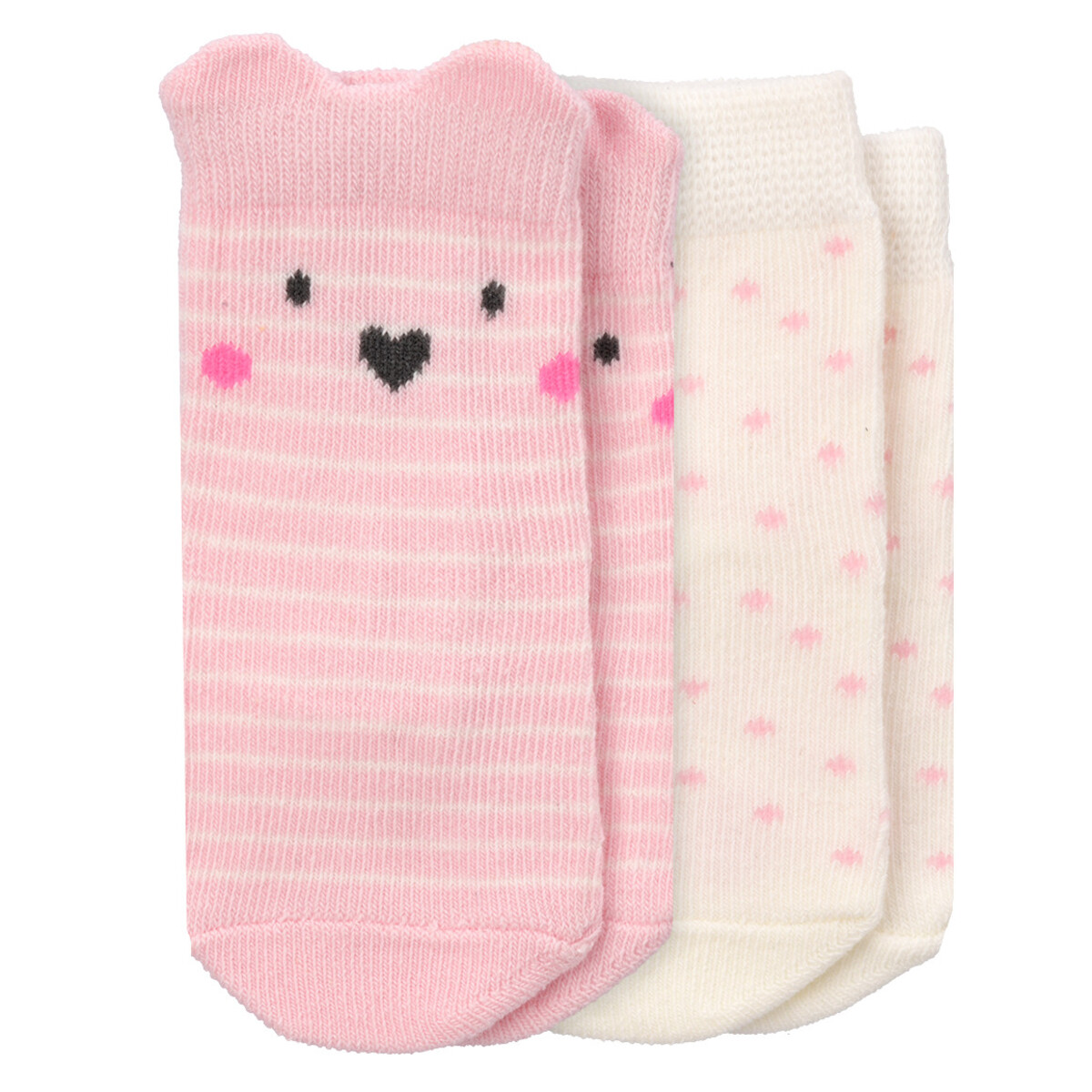 Bild 1 von 2 Paar Newborn Socken in verschieden Dessins ROSA / WEISS