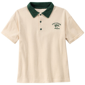Jungen Frottee-Poloshirt mit Stickerei CREME / DUNKELGRÜN